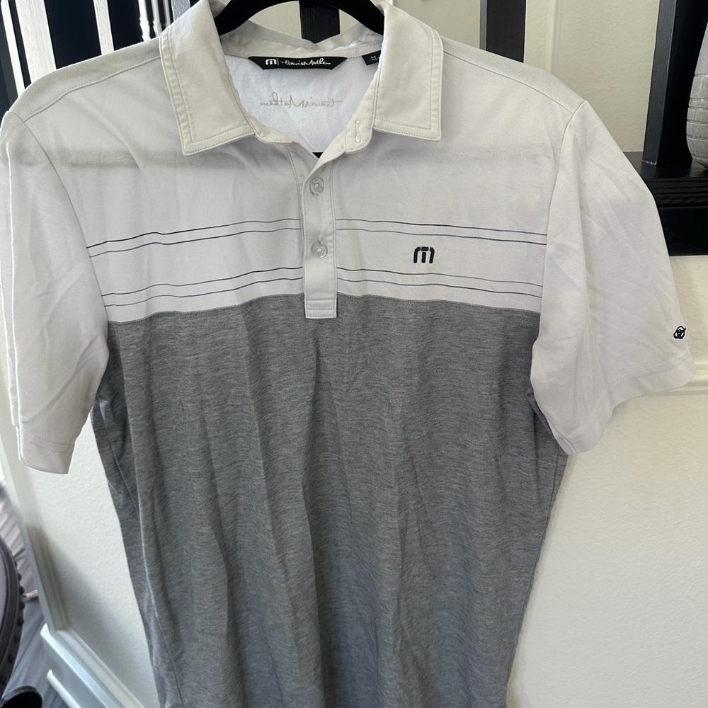 Travis Mathew Men's Polo in Gray and White
